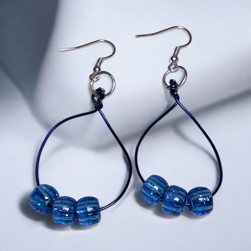Electric blue wire earrings